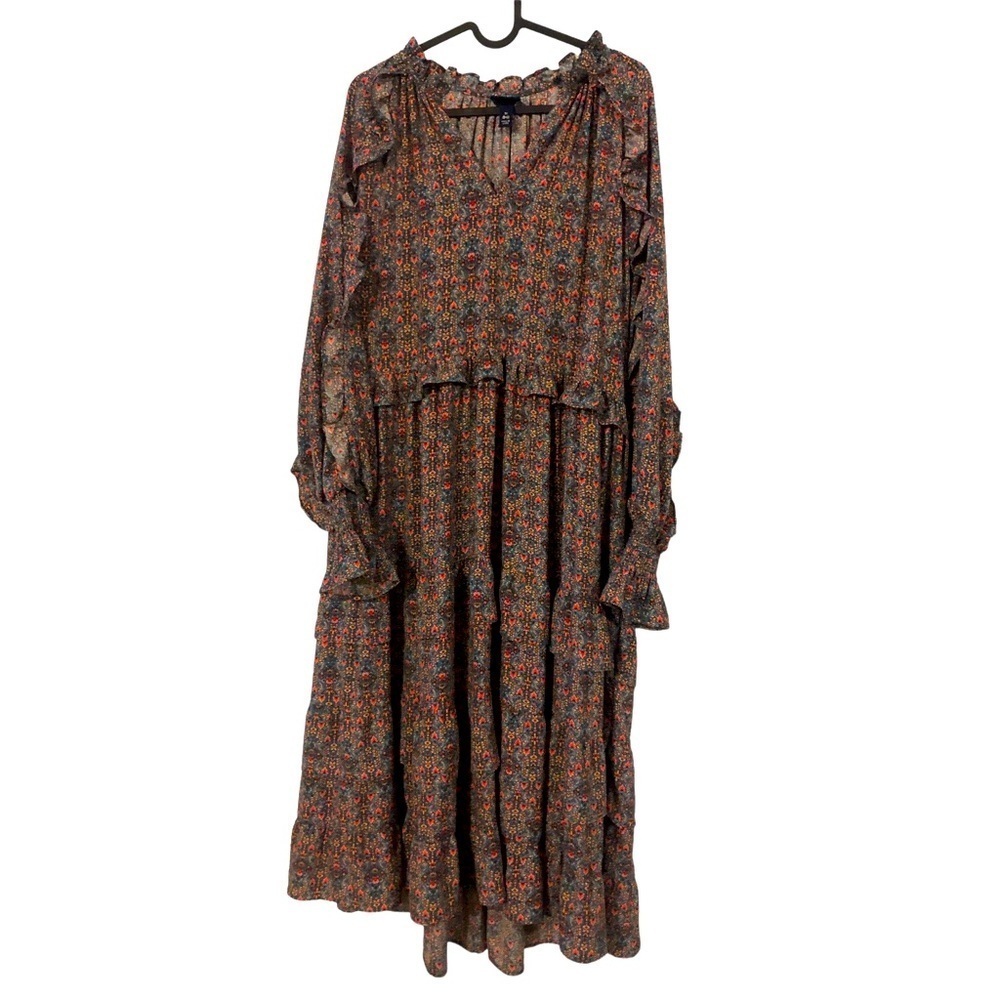 Scoop Floral Ruffle Maxi Dress